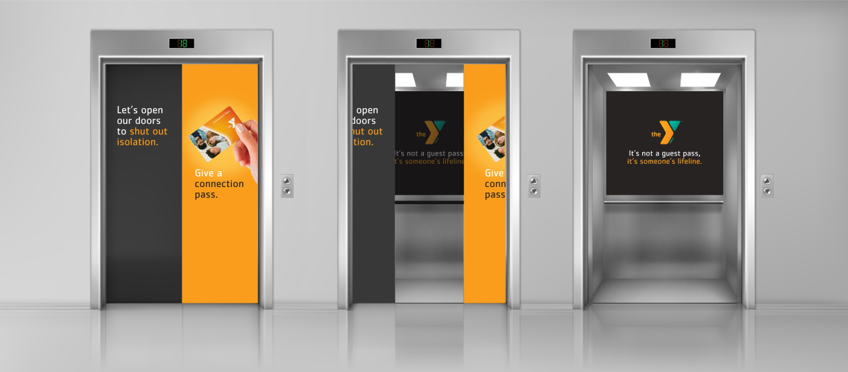 Image of YMCA elevator ad