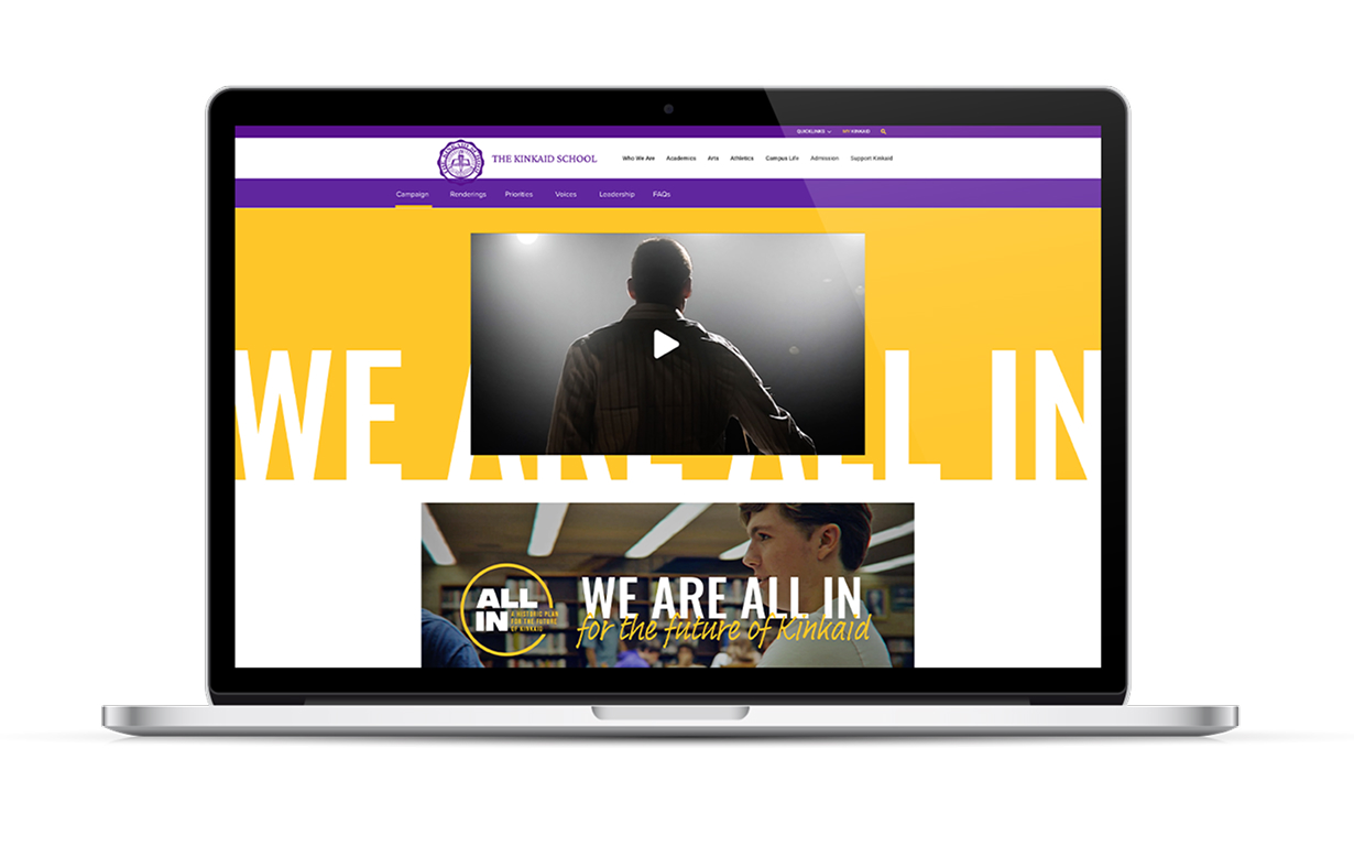 The Kinkaid School All In landing page